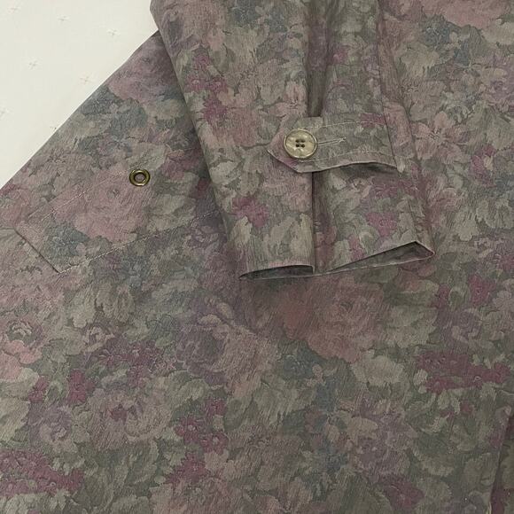 VTG London Fog Raincoat Women's 10 Dusty Floral Print Trench Coat Classic 80's - Picture 7 of 14